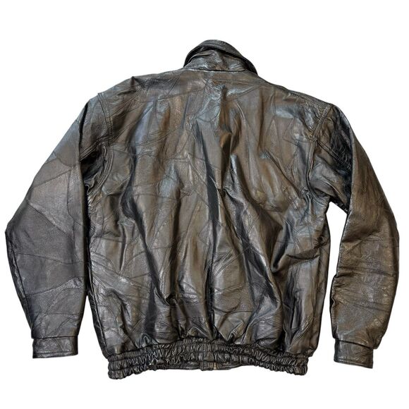 Vintage Tanned Leather Outfitters Black Leather Jacket Mens 3X Patchwork Lined - Picture 10 of 16
